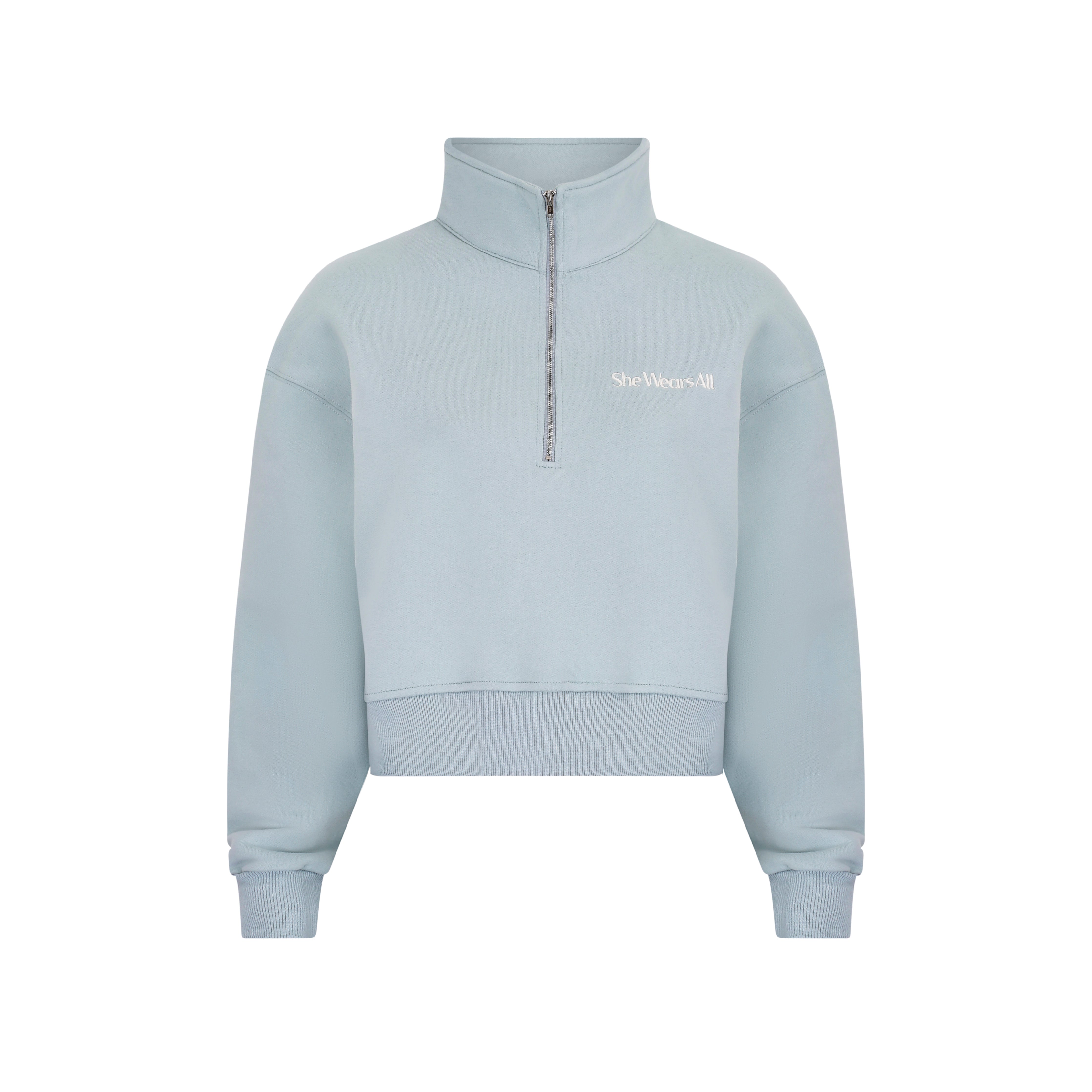 Baby blue half hot sale zip sweatshirt